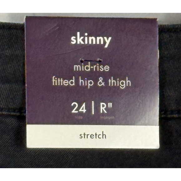 Ava & Viv Jeans Women's Size 24 R Mid-Rise Black Skinny Stretch Plus Size - Picture 11 of 12